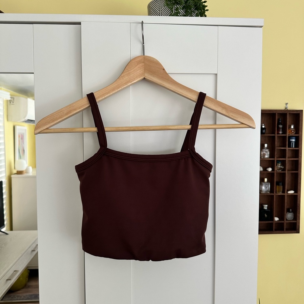 Wilo The Label Cropped Tank Sports Bra Top- Chocolate Brown